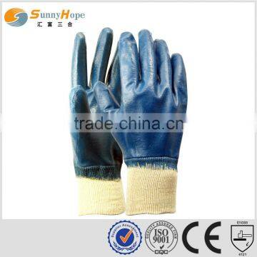 Sunnyhope Blue nitrile glove 3/4coated knitted gloves for workers