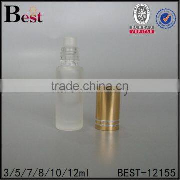 Cosmrtics 5ml 10ml Small Roll on Bottle Frosted Perfume Tube Glass Roll Bottle Vial With Gold Cap China photo-2