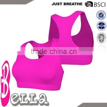 Fuxia color shiny sports bra women bra for running 2016