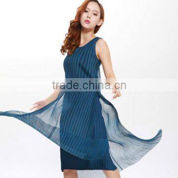 Korean new style vertical stripes tight women crumple dress