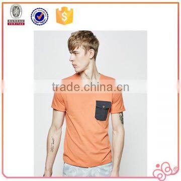 Pure cotton blank t shirts with pocket Orange T-shirt 100% cotton T-shirt