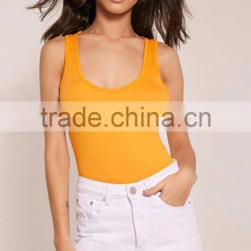 Custom Color Private Label Crew Neck Racer Back Basic Cotton Spandex Tight Women Bodysuit photo-3