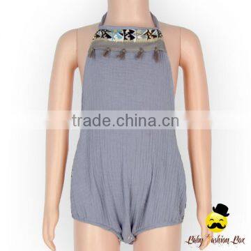 Harem Style Gray Color Halter Fringe Infant Newborn Baby Boy Vintage Romper Grows Clothes photo-3