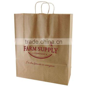 USA Made Natural Kraft Shopping Bag - dimensions are 16" x 6" x 19.25" and comes with your logo.