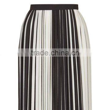 2017 OEM Spring Retro Monochrome Stripe Pleated Midi Skirt photo-5