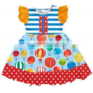 girl dress stripe fire balloon pattern frock for baby kids infant clothing hot sale