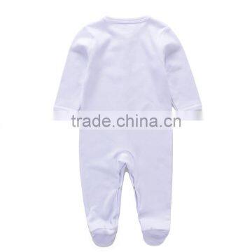 Baby White Footed Cotton Rompers Onesie Long Sleeve 3 Months White Plain Colour Bodysuit photo-6