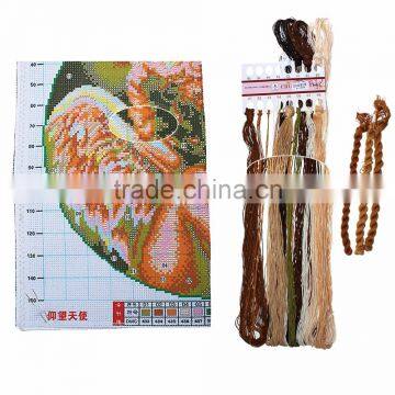 Custom Hand Made Round Brown Angel Cross Stitch photo-2