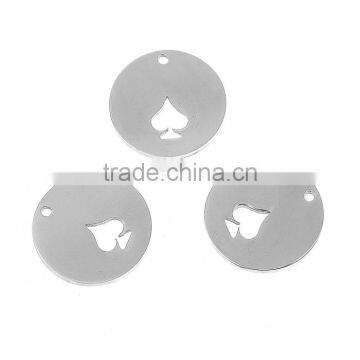 Stainless Steel Cut Out Charms Round Silver Tone Sapdes photo-3
