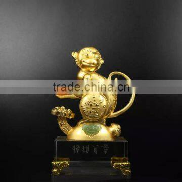 NEW Style High Quality Beautiful Gold Plated Monkey With Crystal Base For Business Gift photo-6