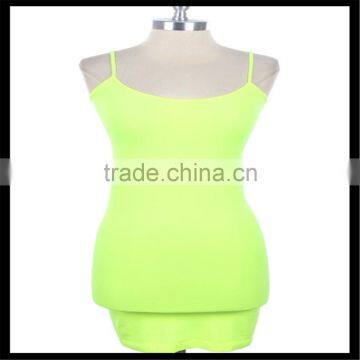 Extra Long Seamless Tunic Dress Slip Camisole Layering Tank Top Yellow Color
