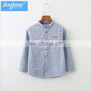 Wholesale Kids 100% Cotton Long Sleeve Strip Oxford Shirt