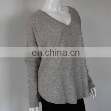 100%Cashmere Deep Vee Neck Pullover Knit Ladies Sweater photo-4