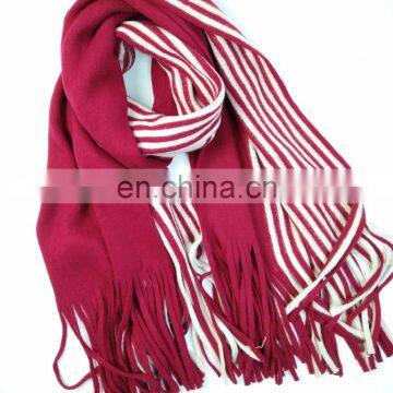 Stripe Woolen Shawl Lovers Tassel Winter Imitation Cashmere Knitted Vertical Thick Scarves photo-5