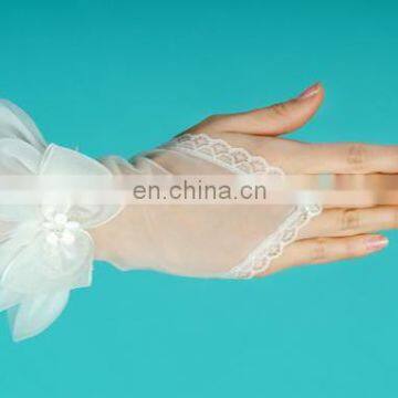 Real Pictures SHMY-V004 Ivory Organza Bowknot Bridal Gloves