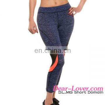 Hot Sale Women Mesh Pieced Navy Yoga Sporty Fitness Capri Leggings