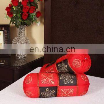 Red Color Indian Decorative Bolster Cover Pair