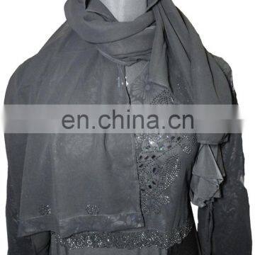 Designer Floral Printed Dubai Burkha With Black Diamond Stone Work / Casual Occasion Wear Abaya (dubai Abaya 2017) photo-6