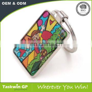 Factory Supply CMYK Printed With Epoxy Metal Keychain photo-4