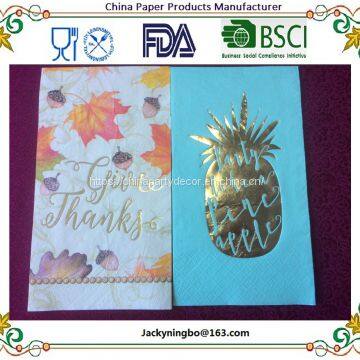 Amazon Ebay Popular 16ct Foil Gold Paper Beverage Napkins Disposable Party Tableware Ningbo PartyKing photo-3