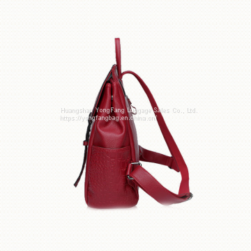European and American Fashion Backpack Spring and Summer New Women's Bag Crocodile-print Leather Shoulder Bag photo-3