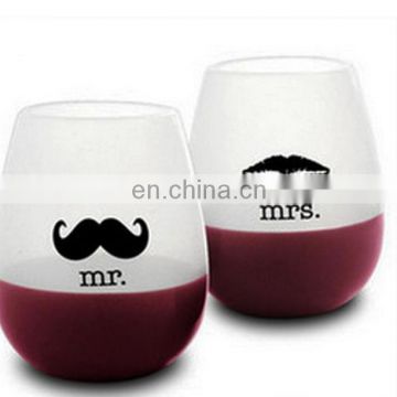 Printed Silicone Wine Glasses Unbreakable Foldable Drinking Cups For Travel