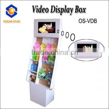 video player paper display box for super market promotion and advertising