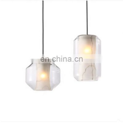 Nordic White Marble Glass Pendant Lamp E27 Decorative Lighting For Bedroom Cafe