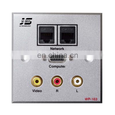 Silver/Black Aluminium alloy VGA, RJ45 and AV  Universal ac wall socket plate