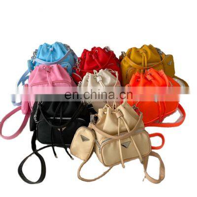 2021 Cute Fashion Sling, Bag Purse Handbag Neon Nylon Drawstring Bucket Bag For Ladies/