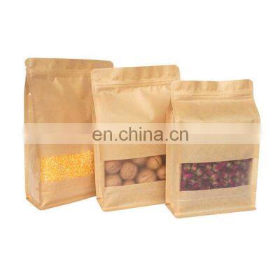 wholesale custom printed brown craft paper packaging bags / stand up zipper with square window