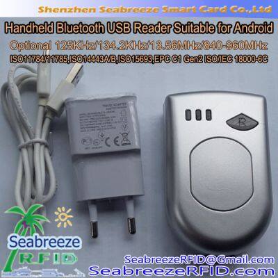 125KHz, 134.2KHz, 13.56MHz Handheld Bluetooth USB port Read Write Device Suitable for Android