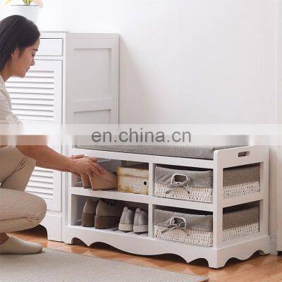 Footstool Wicker Basket Draws Cushion Seat Ottoman Storage Bench photo-3