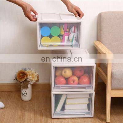 Plastic Stackable Storage Shoe Box With Drawer Container White Frame With Clear Drawers Sundries Organizer Box photo-3