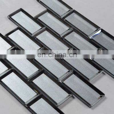 Home Decor Kitchen Wall Beveled Mirror Aqua Grey Glass Mosaic Tile photo-2