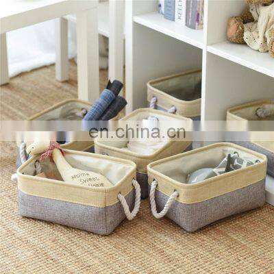 2022 Clothes Organizer Custom Organizer Storage Box Foldable Linen Packaging Boxes With Hemp Rope Box Packaging for Household