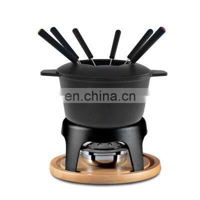 Modern Design Cast Iron Enamel Coating Cheese Fondue Sets