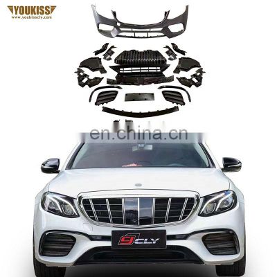 Wholesale Car Front Bumper For Benz E Class 2016-2020 W213 Upgrade E63S AMG Front Lip Flog Lamp Grille License Plate Bumper Trim