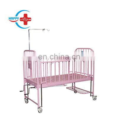 HC-M021 Hand-operated foldable  Two-function Stainless Steel pink color guardrail/Frame Children hospital bed