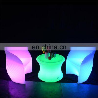 Modern Colors Changing Coffee Bar Table/High Night Bar Table and Chairs Set 16 Color Change Wireless Illuminated Led Table