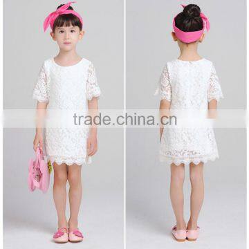 Girls Dress Girls short sleeved lace openwork Skirt Girls Party Dresses