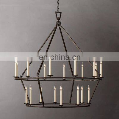 Modern Luxury Dining Large Glass Gold 19TH C. ENGLISH OPENWORK Two-Tier Round Chandelier For Living Room Bedroom photo-5