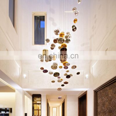 Luxury Customized Duplex Building Villa Staircase Handmade Glass Chandelier Pendant Light