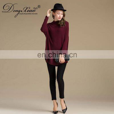Long Sleeves Loose Cashmere Pure Wine Red Young Girls Knit Sweaters photo-2