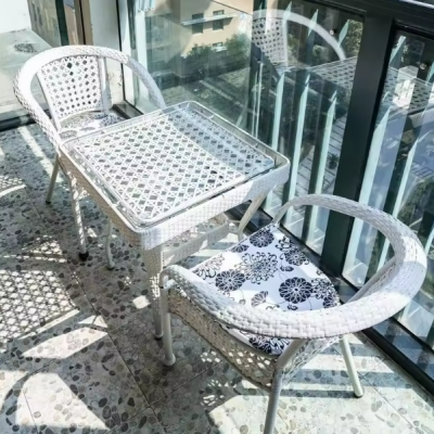 White Dining Chair Rattan Garden Outdoor Patio Chairs photo-3