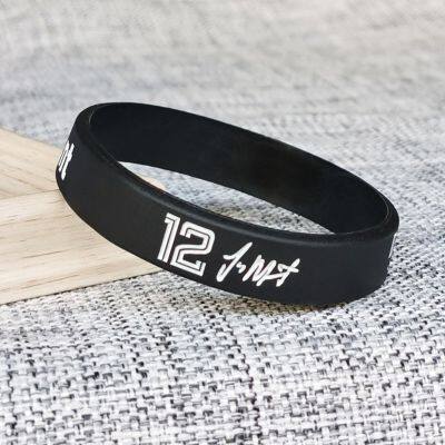 OEM Customized Model NO.12 Intaglio Color Filling Camouflage Large Elastic Smooth Sports Silicone Bracelet photo-3