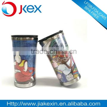 stainless steel coffee cup with printed paper insert