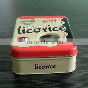 small candy packaging tin box with pvc window