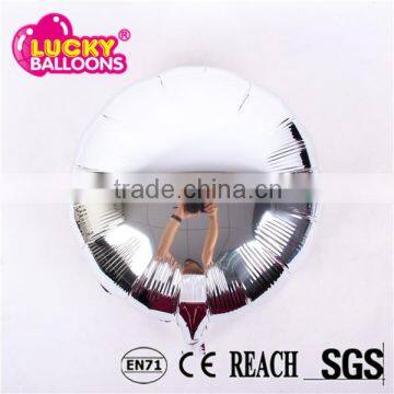 China balloon wholesaler EN71 approved 18'' round silver solid foil balloon