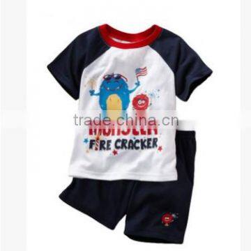 2016 hot selling childrens short sleeve baby boys boutique matching clothing sets